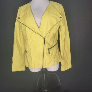 ALFANI Yellow green Motorcycle Vegan Jacket